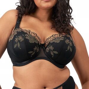 Elomi‎ Teagan new Black and Gold Lace Bra with Underwire Support